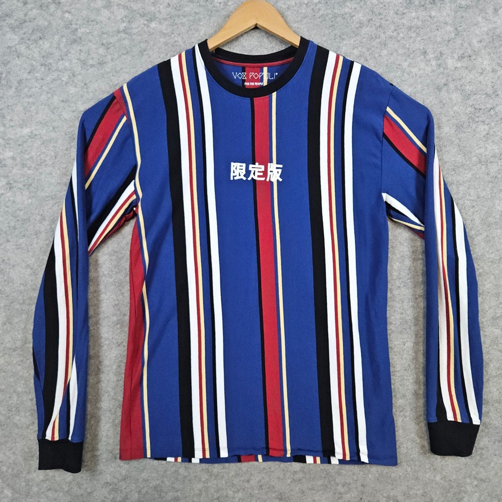 Vox Populi For the People Mens Long Sleeve Size M Tee T-Shirt Multicolor Stripes
